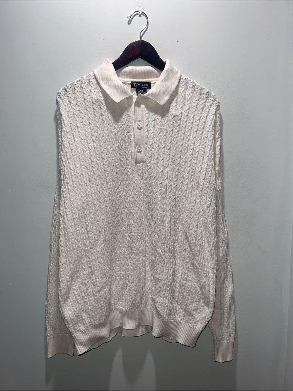 👕🌶 Vintage Tosani 3D Knit Collared Quarter Button Long Sleeve Sweater